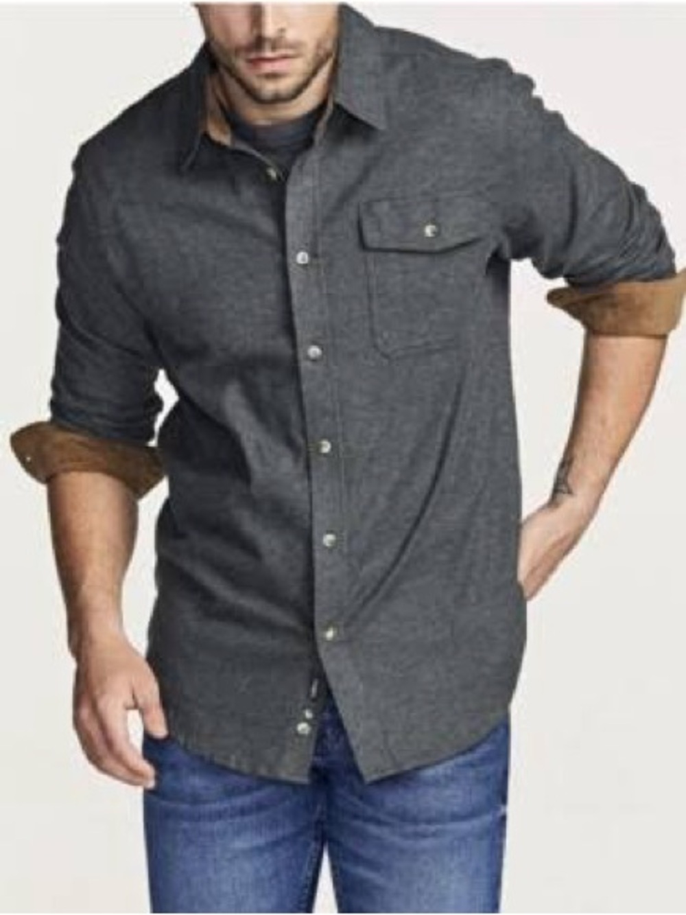 CQR Tactical Series Flannel Long-Sleeve Button-Up Shirt in Charcoal Size M